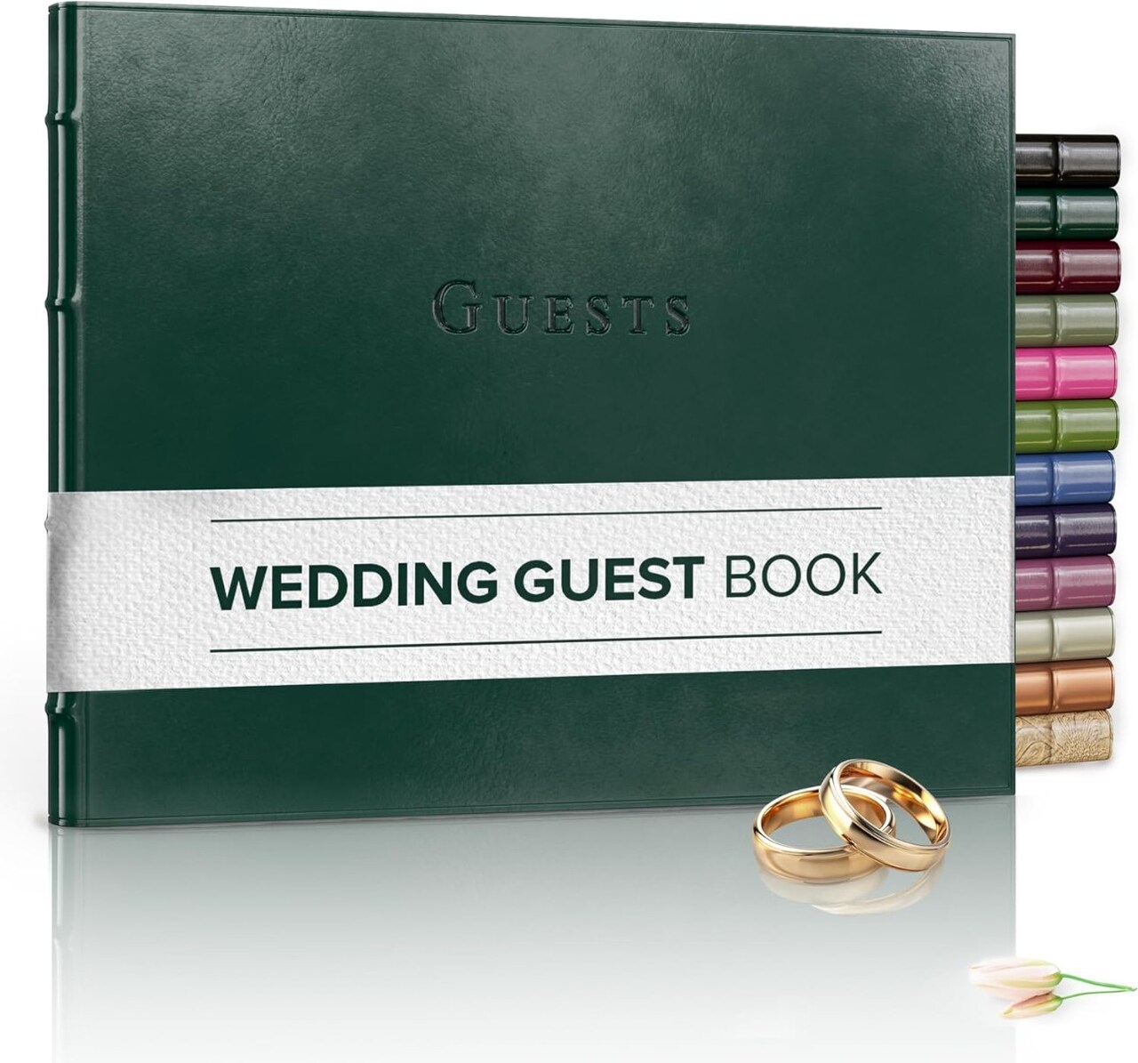 Gallery Leather Guest Book Wedding, Party, Special Events, add Polaroid Photos, 192 Lined Pages, Bonded Leather, Hardcover 7" x 9"